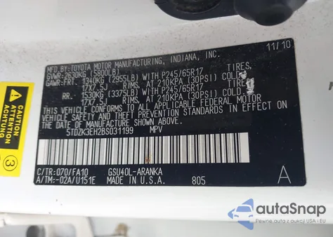 2011 Toyota Highlander Base V6 from USA, damaged, VIN 5TDZK3EH2BS031199